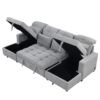 Oversized U - Shaped Sofa Versatile Sectional Sofa Pull Out Sofa Bed With Double Storage Chaise Lounges And 2 USB Ports For Living Room - Gray - Image 18
