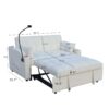 Modern Velvet Loveseat Futon Sofa Couch With Pullout Bed, Adjustable Reclining Backrest - Beige - Image 3
