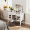 Elegant Makeup Vanity Desk With Adjustable Mirror And Storage And Construction - White - Image 2