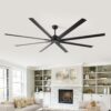 Industrial DC Motor Ceiling Fan, Large Ceiling Fan With 8 Reversible Blades, 5 Speed Remote Control, Home Or Commercial Ceiling Fans For Porch / Garage / Shop - Black - Image 4
