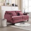Mid Century Modern Chenille Fabric Loveseat Sofa, 2 Seat Upholstered Couch With Wood Feet - Wine Red - Image 8