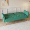 Velvet Sofa Bed With Nail Head Trim And Throw Pillow Sponge Filling Metal Legs - Green - Image 4