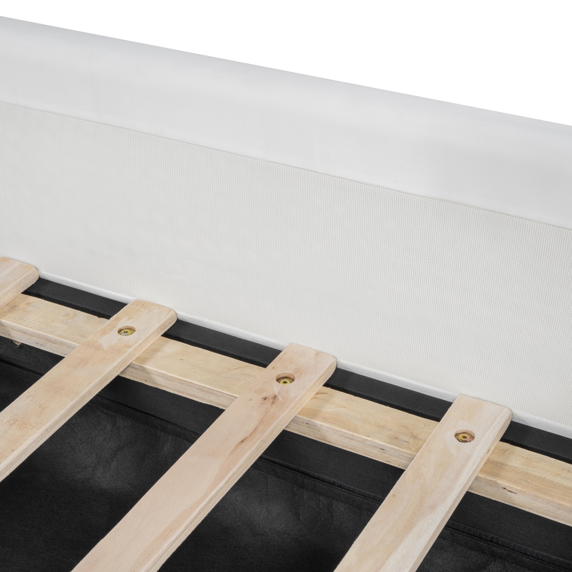 Twin Size Upholstered Daybed With Bear Shaped Headboard, Hydraulic System And Breathable Mesh Fence - White - Image 12