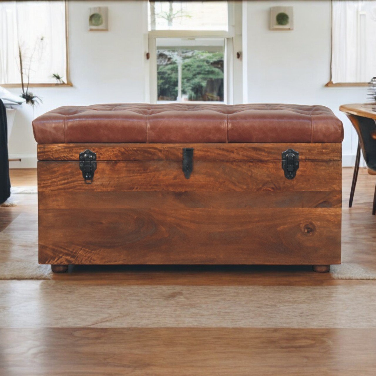 Buffalo - Hide Leather Storage Trunk - Brown - Image 2
