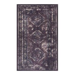 Maval - 2' X 3' Washable Area Rug - Black / Burgundy