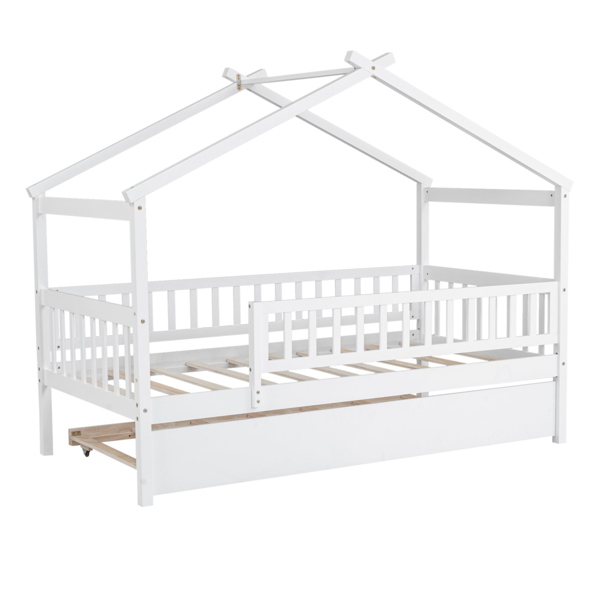 Twin Size House Bed & Twin Size Trundle - White - Image 4