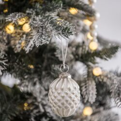 Christmas Ball Ornaments, Glass Decorative Hanging Ball Christmas Tree Ornaments For Holiday Party Decorations (Set of 12) - White