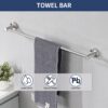 Bathroom Set 4 Pack With Towel Bar Racks, Toilet Paper Holder, Ring, Hook, Stainless Steel - Brushed Nickel - Image 5