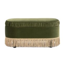 Serena - Oval Storage Bench Ottoman - Olive Green