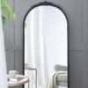 Hand Carved Rose Antique Mirror Frame, Large Arch Mirror Wall Decor For Living Room, Bathroom, Entryway - Black - Image 12