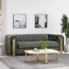 Comfy 3 Sofa With Tufted Back And Arm, Modern For Living Room - Gray - Image 4