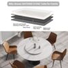 59.05" Modern Artificial Stone Round Carbon Steel Base Dining Table, Can Accommodate 6 People, White Artificial Stone Turntable - White / Black - Image 8