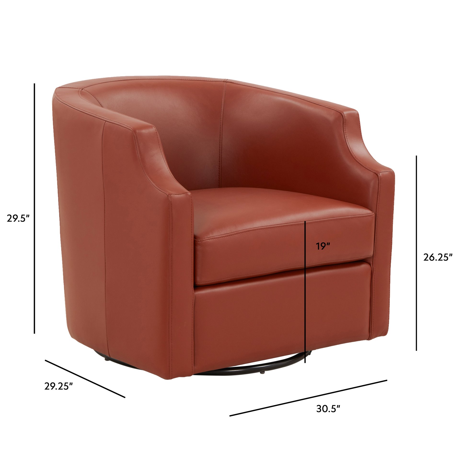Emmett - Swivel Glider Barrel Chair With Clip Arm Design - Caramel - Image 3