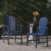 Outdoor Weather Resistant Acacia Wood Adirondack Dining Chairs Set (Set of 2) - Navy Blue - Image 2