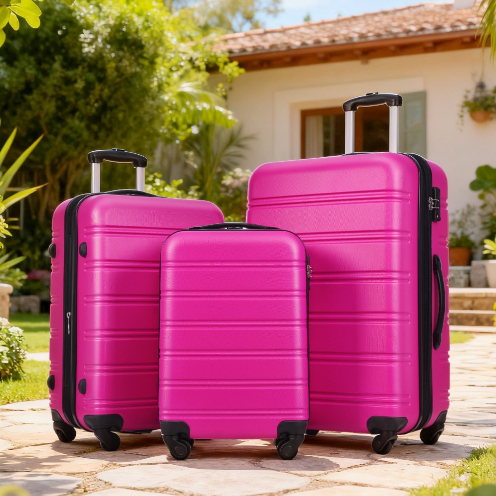 3 Piece Luggage Set Hardside Spinner Suitcase With Tsa Lock 20" 24" 28" Available - Pink - Image 10