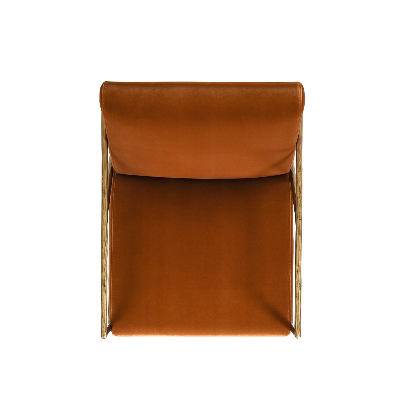 Aerin - Hammered Brass Upholstered Accent Arm Chair - Burnt Orange - Image 7