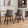 Counter Height Swivel Barstools, 26'' H Seat Height Upholstered Bar Stools (Set of 2), Fabric - Gray - Image 14