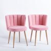 Modern Dining Chair (Set of 2) With Iron Tube Wood Color Legs, Shorthair Cushions And Comfortable Backrest, Suitable For Dining Room, Living Room, Cafe, Simple Structure - Light Pink - Image 5