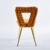 Modern Chair With Iron Tube Legs, Soft Cushions And Comfortable Backrest, Suitable For Dining Room, Living Room, Cafe, Hairball Back (Set of 2) - Orange / Gold - Image 3