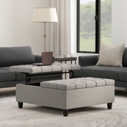 Harrison - Large Square Coffee Table Storage Ottoman - Gray