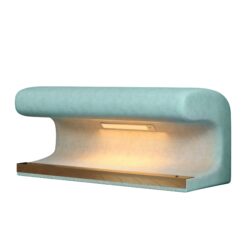 Upholstered Ottoman With LED Sensor Light Ideal For Living Room, End Of Bed - Antique Blue Green