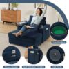 Modern Style Armchair Chaise Lounge Sofa Couch With Movable Storage Ottoman, USB Ports, Cup Holders, Phone Holder, Side Pockets - Blue - Image 6