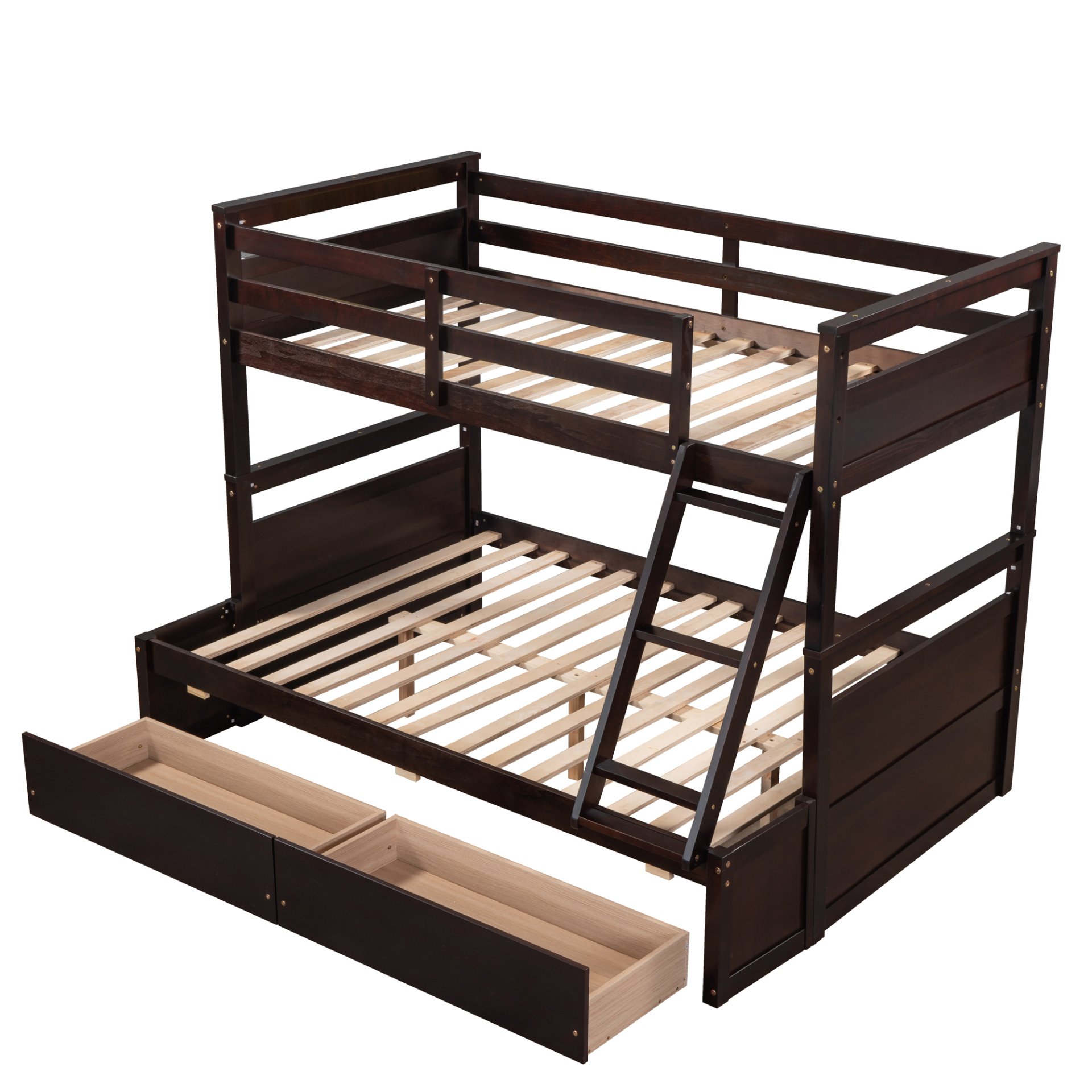 Twin Over Full Bunk Bed With Storage - Espresso - Image 5
