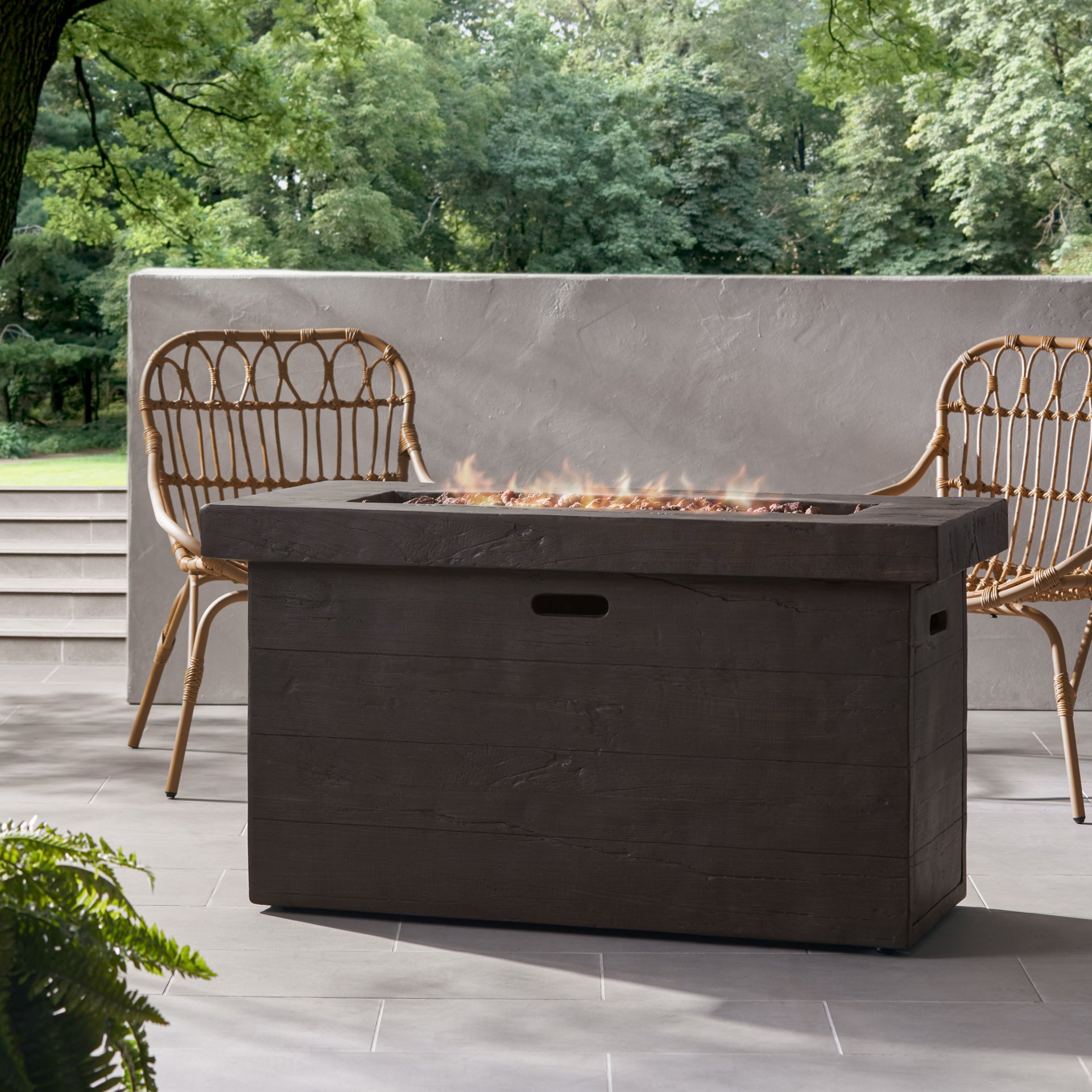 Custer - Rectangular Fire Pit 50, 000 Btu Magnesium Oxide - Brown - Image 2