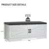 2 Tier Shoe Bench With Padded Seat, 2 Barn Doors And Adjustable Shelves, For Entryway And Living Room - White - Image 8
