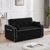 Sofa Bed, 3 In 1 Convertible Sofa Chair Bed, Adjustable Backrest Chair, Chaise Lounge With USB Ports, Cup Holder, Side Pocket - Black - Image 2