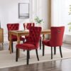 Classic Velvet Dining Chairs, High-End Tufted Solid Wood Contemporary Velvet Upholstered Dining Chair With Wood Legs Nailhead (Set of 2) - Burgundy - Image 16