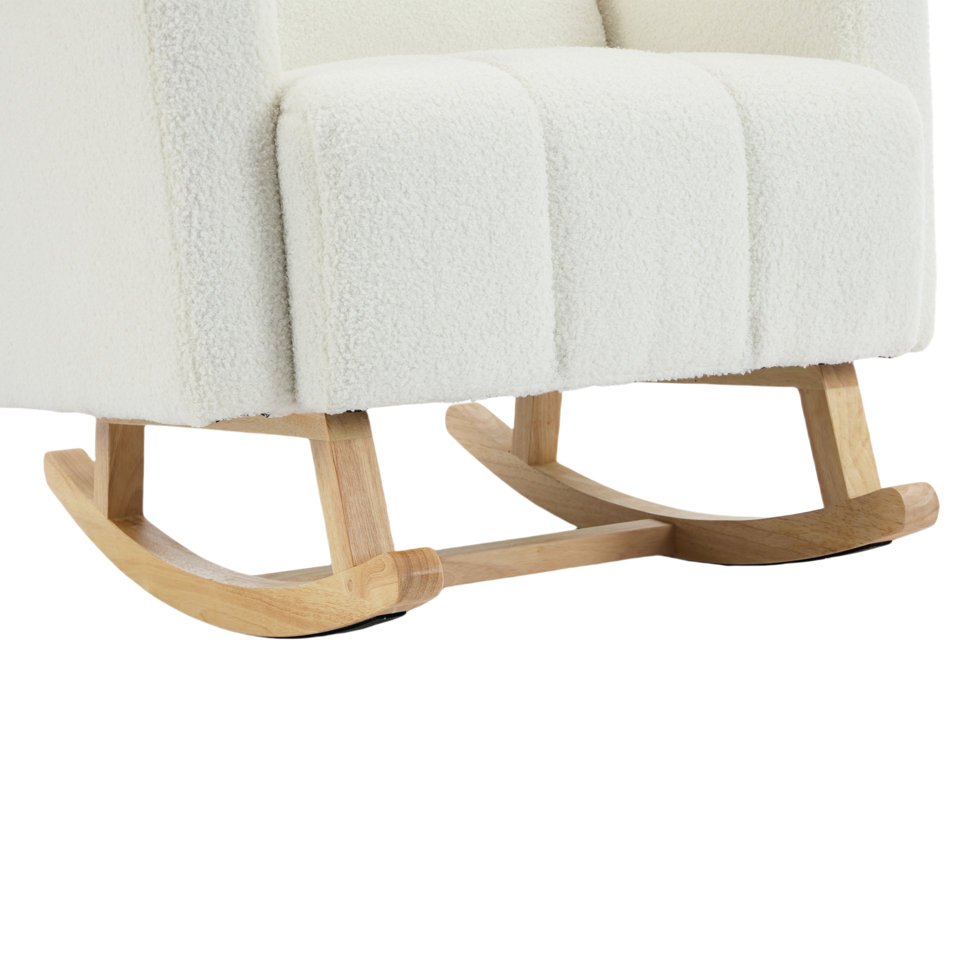 Accent Rocking Chair With Pillow, Spacious & Comfortable Seating For Living Room Or Bedroom - Cream White - Image 18