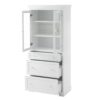 Freestanding Tall Bathroom Cabinet With 2 Adjustable Shelves, 3 Drawers, Soft Close Glass Doors - White - Image 11