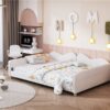 Full Size Upholstered Daybed, Sherpa Fabric Sofabed With Cloud-Shaped Backrest, No Box - Spring Needed - White - Image 10