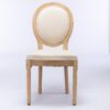 French Style Solid Wood Frame Antique Painting Linen Fabric Back Dining Chair (Set of 2) - Beige - Image 2