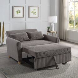 Justine - Corduroy Convertible Sleeper Loveseat - Brown