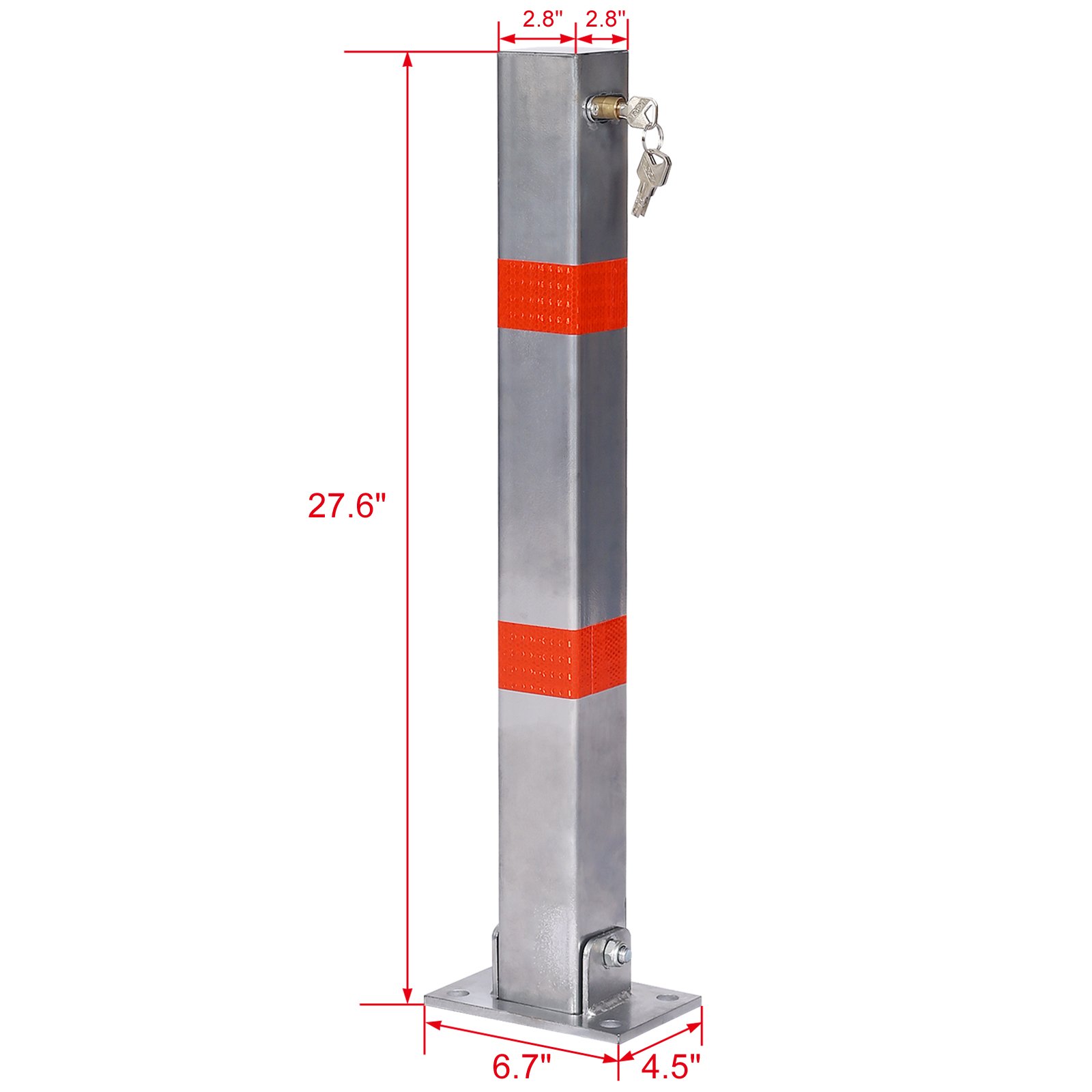 Steel Parking Bollard Pole Barrier With Lock,Square Design - Gray - Image 3