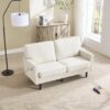 Mid Century Modern Loveseat Sofa With USB, Removable Pillow Cover - Beige - Image 10