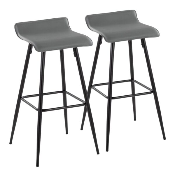 Ale - Contemporary Fixed Height Bar Stool (Set of 2) - Gray / Black