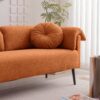 Modern Lamb Wool Sofa With Decorative Throw Pillows For Small Spaces - Orange - Image 9