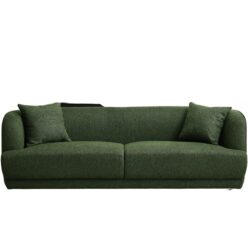 Larisa - Mid-Century Modern Linen Sofa - Dark Green
