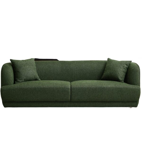 Larisa - Mid-Century Modern Linen Sofa - Dark Green
