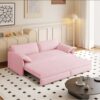 Queen Pull Out Sofa Bed, 3 In 1 Convertible Sleeper Sofa With Side Storage Multifunctional Velvet Loveseat Bed For Living Room - Pink - Image 14