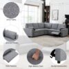 Power Recliner Sectional Sofa Home Theater Reclining Sofa With Two USB Ports, Two Storage Drawers For Living Room - Gray - Image 7