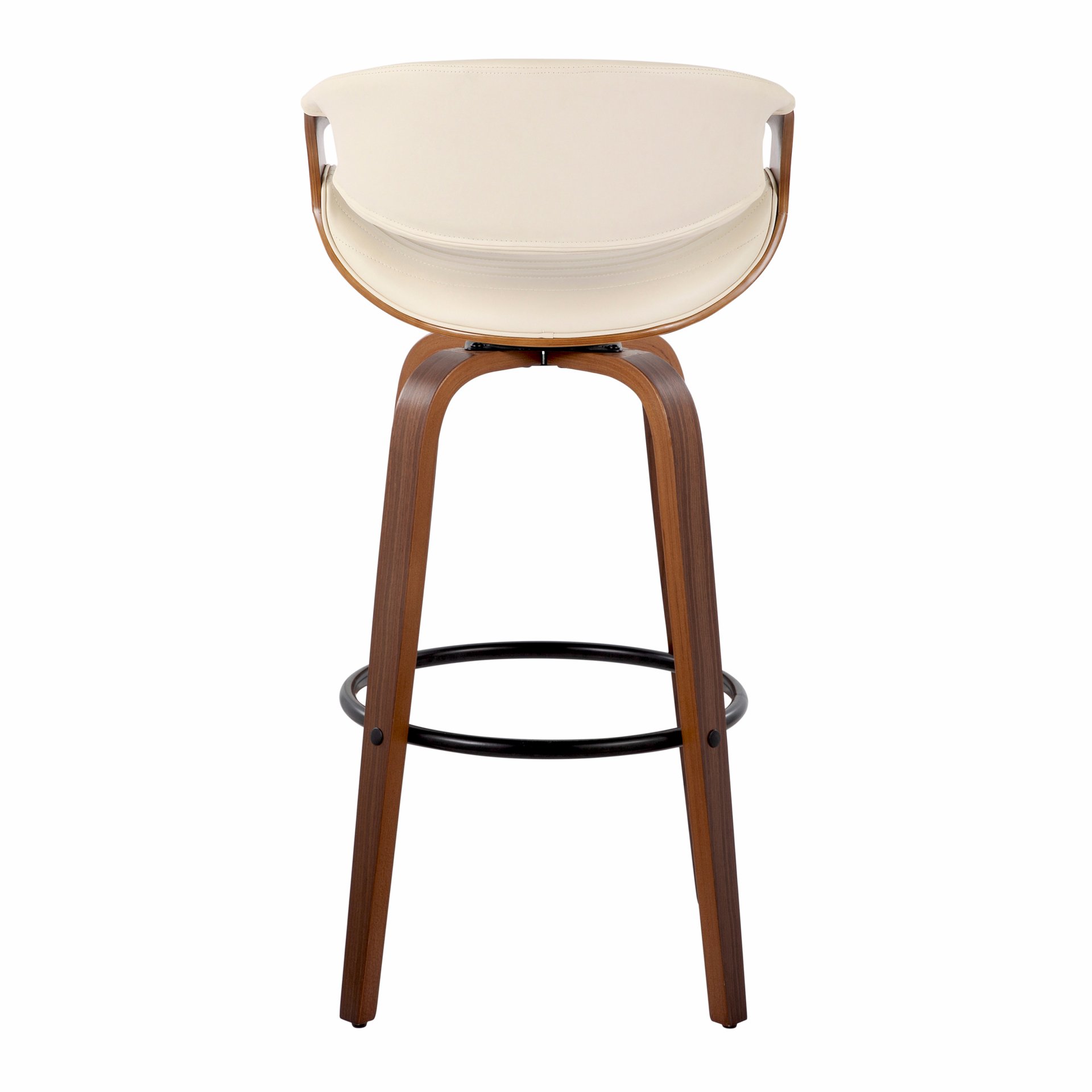 Symphony - Mid-Century Modern Fixed Height Barstool With Swivel With Round Footrest (Set of 2) - Walnut / Black - Image 5