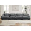 Super Comfort Oversized Modular Velvet Sectional Sofa Couch With Movable Ottoman - Gray - Image 5