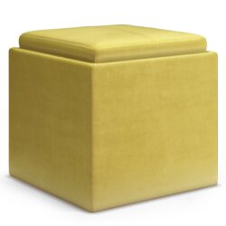 Rockwood - Cube Storage Ottoman With Tray - Dijon Yellow