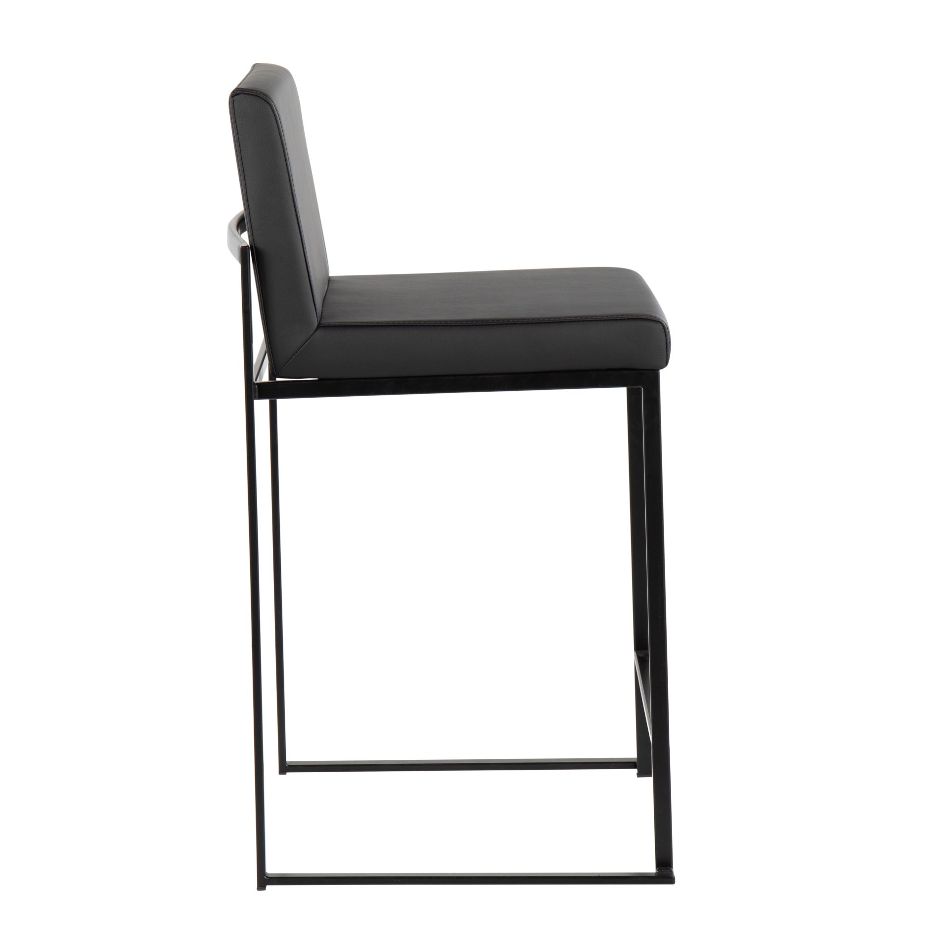 Fuji - Contemporary, High Back Counter Stool (Set of 2) - Black - Image 3