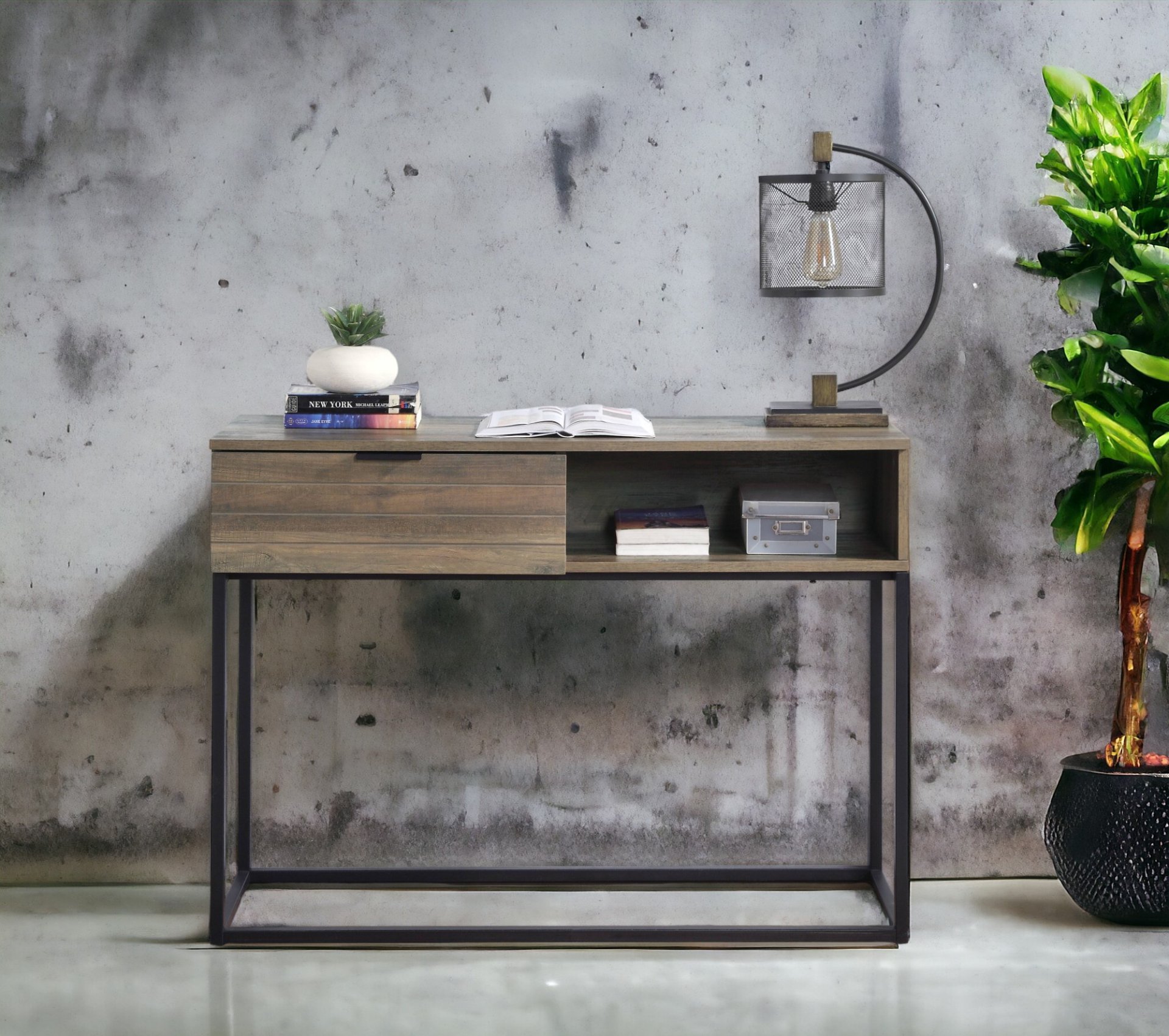 Galeno - Legs Writing Desk - Rustic Oak / Black - Image 3