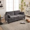 Modern Style Chenille 2 Seater Sofa With LED Light, USB Port, And Storage Bag - Gray - Image 2